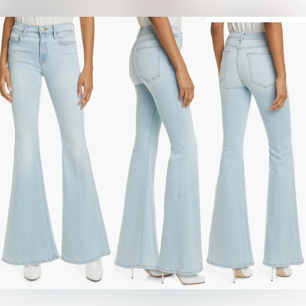 FRAME Le Pixie High Super Flare Light Blue Jeans | Size 31 | Pacifica Wash